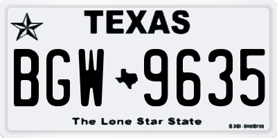TX license plate BGW9635