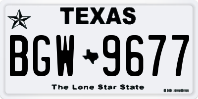 TX license plate BGW9677