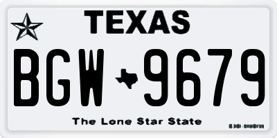 TX license plate BGW9679