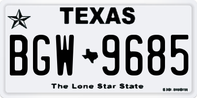 TX license plate BGW9685