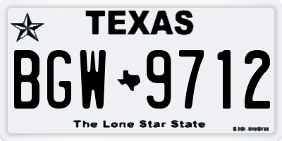 TX license plate BGW9712