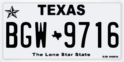 TX license plate BGW9716