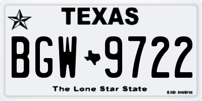 TX license plate BGW9722