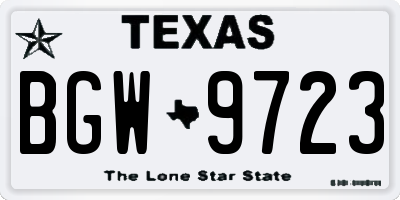 TX license plate BGW9723