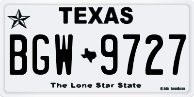 TX license plate BGW9727
