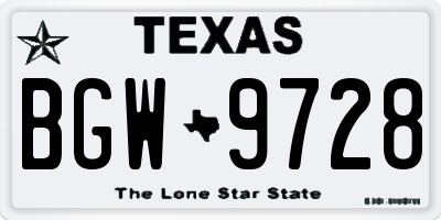 TX license plate BGW9728