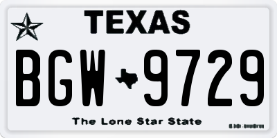 TX license plate BGW9729