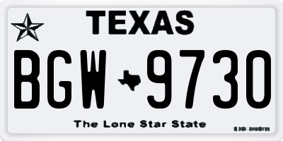 TX license plate BGW9730