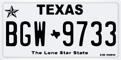 TX license plate BGW9733