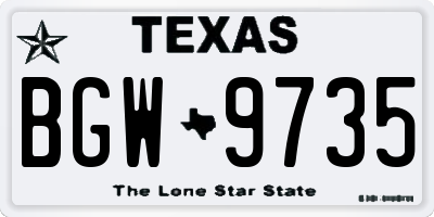 TX license plate BGW9735