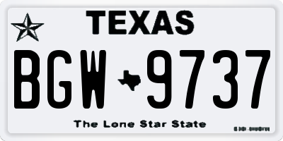 TX license plate BGW9737