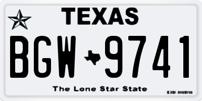 TX license plate BGW9741