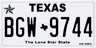 TX license plate BGW9744