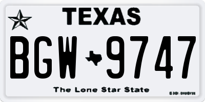 TX license plate BGW9747