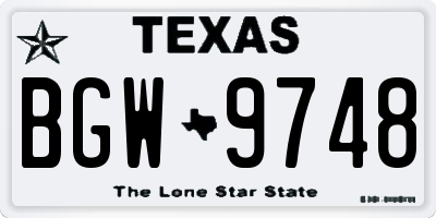 TX license plate BGW9748