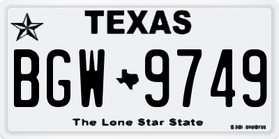 TX license plate BGW9749
