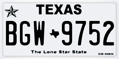 TX license plate BGW9752