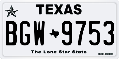 TX license plate BGW9753