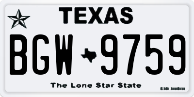TX license plate BGW9759