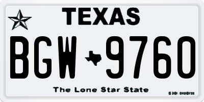 TX license plate BGW9760