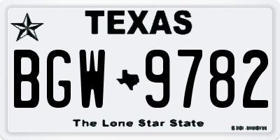 TX license plate BGW9782