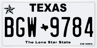 TX license plate BGW9784