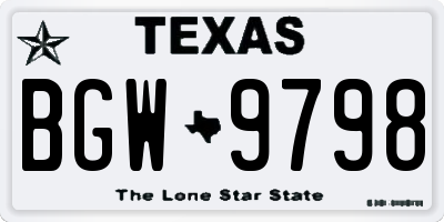 TX license plate BGW9798