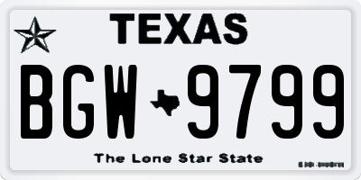 TX license plate BGW9799