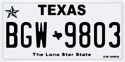TX license plate BGW9803