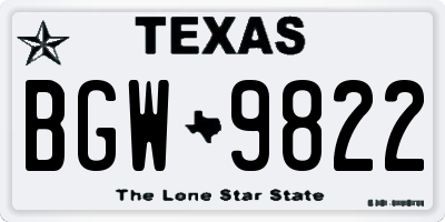 TX license plate BGW9822