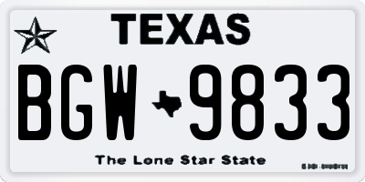 TX license plate BGW9833