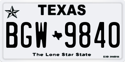 TX license plate BGW9840