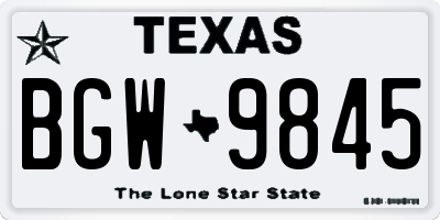 TX license plate BGW9845