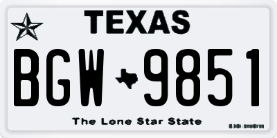 TX license plate BGW9851