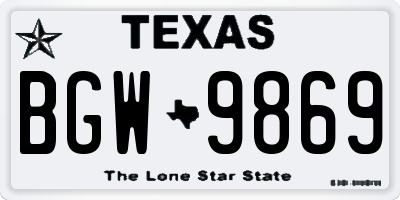TX license plate BGW9869