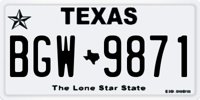 TX license plate BGW9871