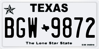 TX license plate BGW9872