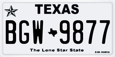 TX license plate BGW9877