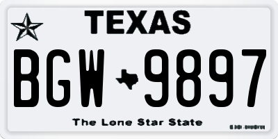 TX license plate BGW9897