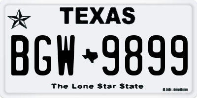 TX license plate BGW9899