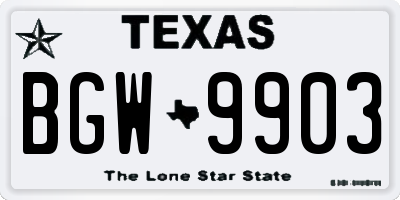 TX license plate BGW9903