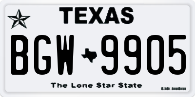 TX license plate BGW9905