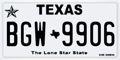 TX license plate BGW9906