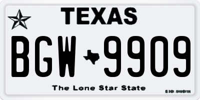 TX license plate BGW9909
