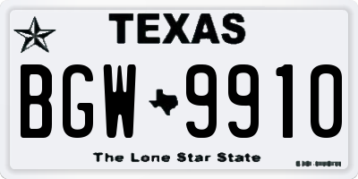 TX license plate BGW9910