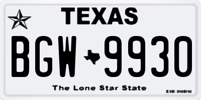 TX license plate BGW9930