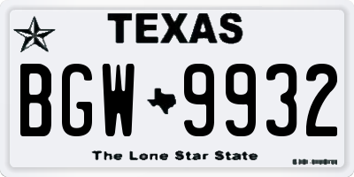 TX license plate BGW9932