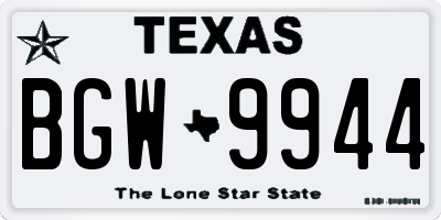 TX license plate BGW9944