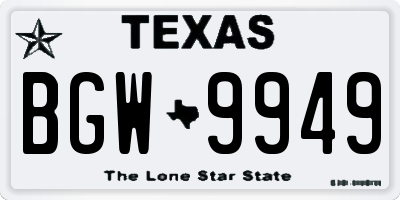 TX license plate BGW9949