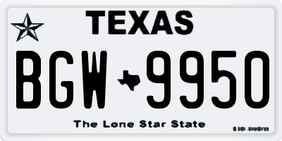 TX license plate BGW9950